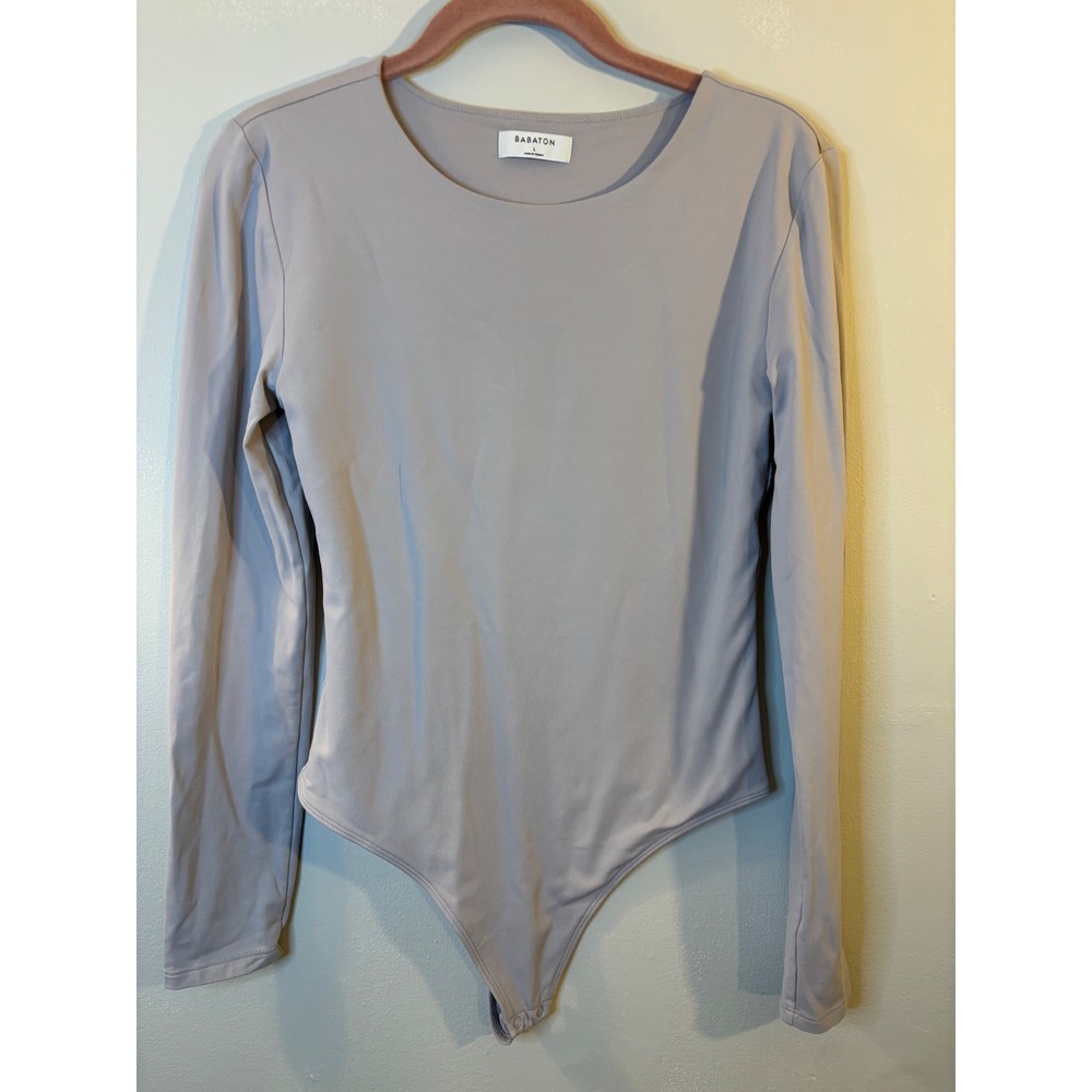 Babaton Light Gray Long Sleeve Bodysuit L Aritzia